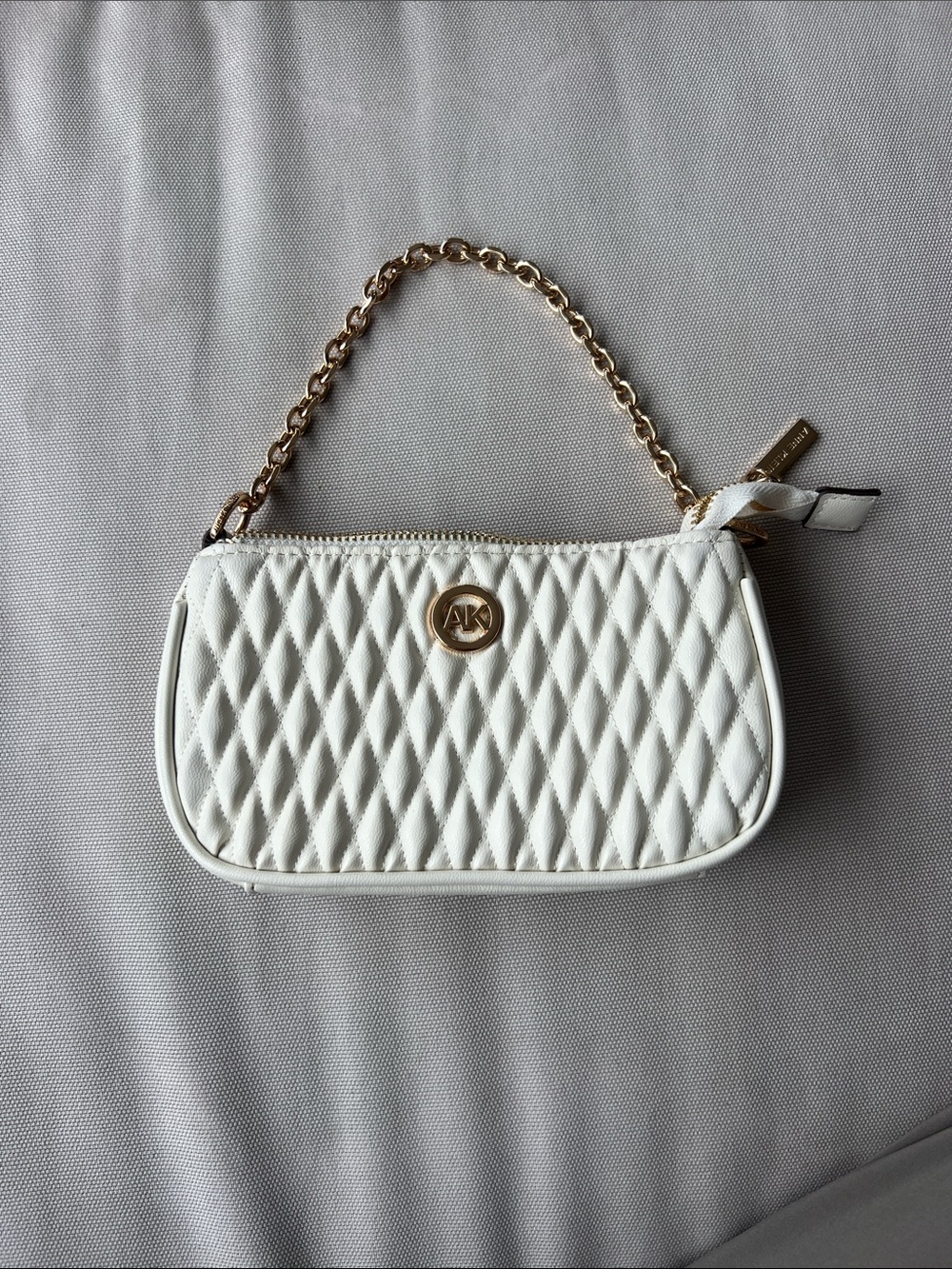 White Quilted Mini clutch with Gold Chain